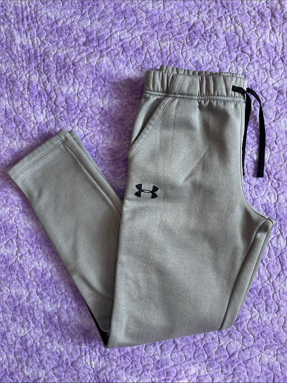 Kids Gray Fleece Jogger Pants with Black Trim - Size Youth Large
